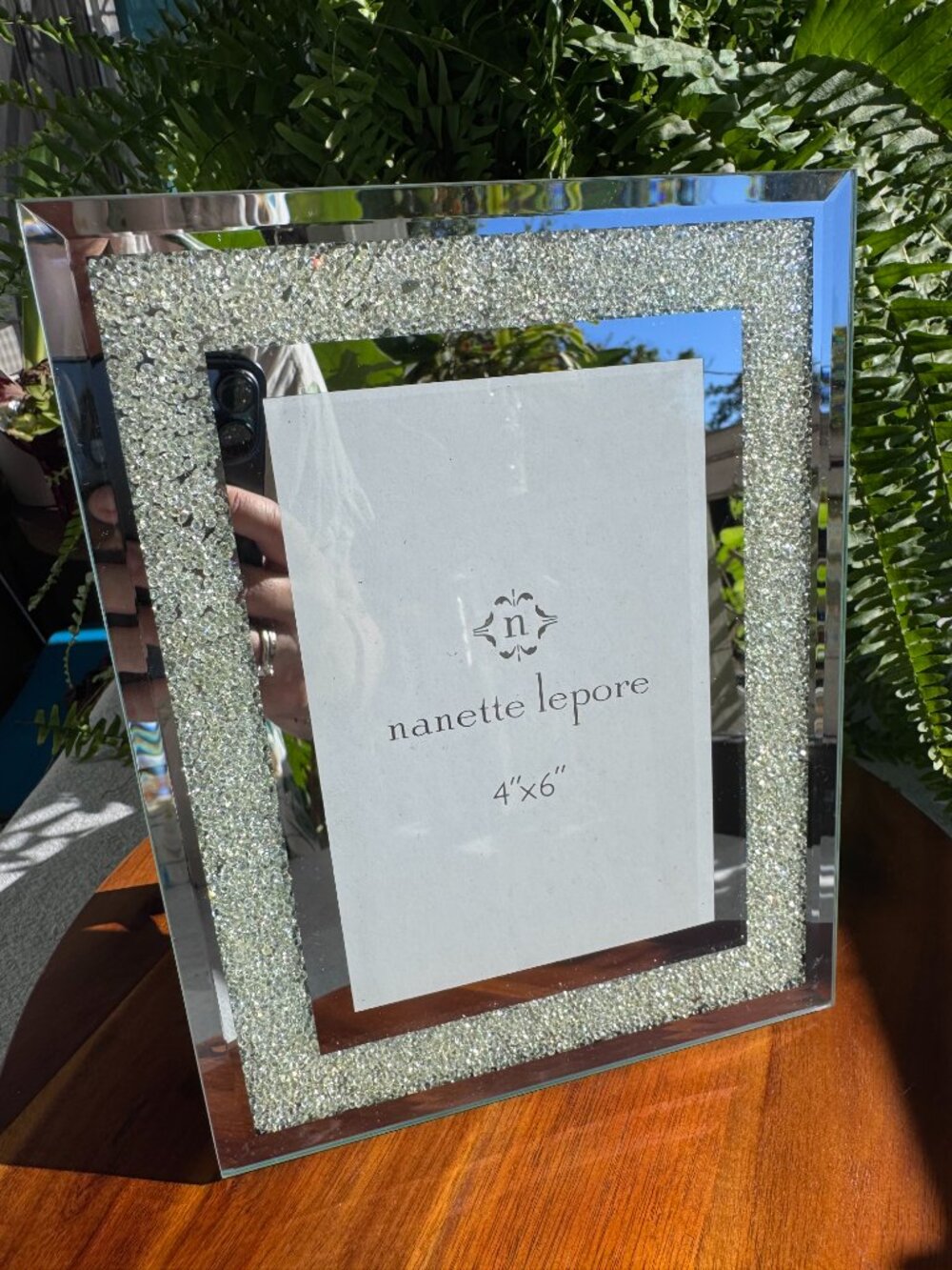 Nanette Lepore 4x6 Mirrored Crystal Picture Frame with Silver Bling Glam